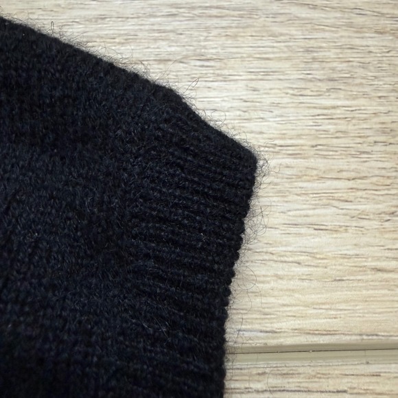 Black 100% Cashmere Sleeveless Turtleneck Sweater Vest XL Two-Ply Knit - Picture 5 of 7